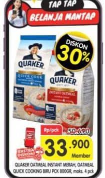 Promo Harga Quaker Oatmeal Instant 800 gr - Superindo