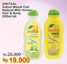 Promo Harga ZWITSAL Natural Baby Bath Milk Honey, Hair Body 200 ml - Indomaret