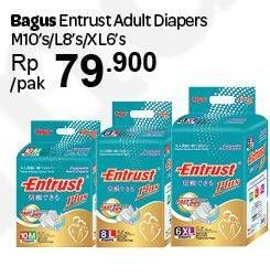Promo Harga Bagus Entrust Adult Diapers M10, L8, XL6  - Carrefour