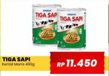 Promo Harga Tiga Sapi Krimer Kental Manis Putih 490 gr - Yogya