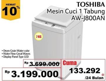 Promo Harga TOSHIBA AW-J800AN | Mesin Cuci Top Load 7 kg  - Giant