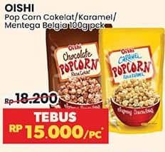 Promo Harga Oishi Popcorn Coklat, Karamel, Belgian Butter Cheese 100 gr - Indomaret