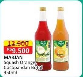 Promo Harga MARJAN Syrup Squash Orange, Coco Pandan 450 ml - Alfamart