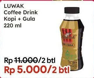 Promo Harga Luwak Coffee Drink Kopi + Gula 220 ml - Indomaret