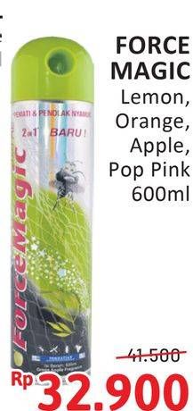 Promo Harga Force Magic Insektisida Spray Lemon, Orange, Green Apple, Pop Pink Fresh 600 ml - Alfamidi