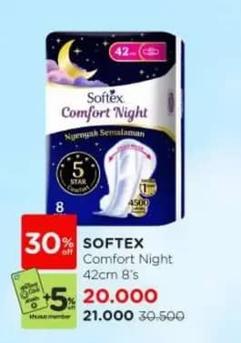 Promo Harga Softex Comfort Night Wing 42cm 8 pcs - Watsons
