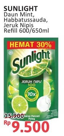 Promo Harga Sunlight Pencuci Piring Anti Bau With Daun Mint, Higienis Plus With Habbatussauda, Jeruk Nipis 100 650 ml - Alfamidi