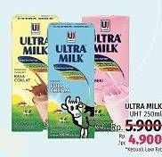 Promo Harga ULTRA MILK Susu UHT Full Cream, Stroberi, Coklat 250 ml - LotteMart