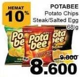 Promo Harga POTABEE Snack Potato Chips Wagyu Beef Steak, Salted Egg 68 gr - Giant