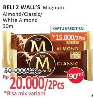 Promo Harga WALLS Magnum Almond, Classic, White Almond 90 ml - Alfamidi