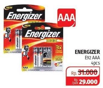 Promo Harga ENERGIZER Battery Alkaline Max AAA 4 pcs - Lotte Grosir
