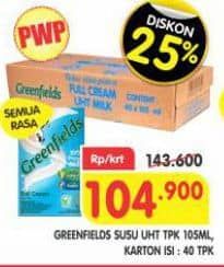 Promo Harga Greenfields UHT All Variants per 40 tpk 105 ml - Superindo