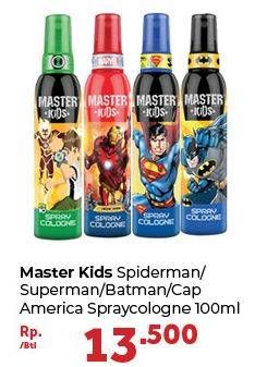 Promo Harga MASTER KIDS Spray Cologne Spiderman, Superman, Batman, Captain America 100 ml - Carrefour