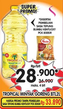 Promo Harga Tropical Minyak Goreng 2000 ml - Superindo