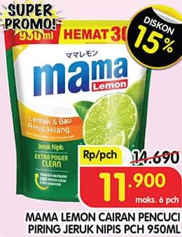 Promo Harga Mama Lemon Cairan Pencuci Piring Jeruk Nipis 950 ml - Superindo