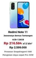 Promo Harga Xiaomi Redmi Note 11 4GB + 128GB  - Erafone