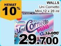 Promo Harga WALLS Uni Cornetto Mini per 12 pcs 28 ml - Giant