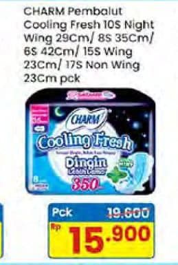 Promo Harga Charm Extra Comfort Cooling Fresh Wing 29cm, Wing 35cm, Wing 23cm, NonWing 23cm, Wing 42cm 6 pcs - Indomaret