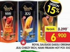 Promo Harga Belfoods Royal Ready to Go Sosis Ayam Jeju Keju, Daegu Original, Nami Pedas 55 gr - Superindo