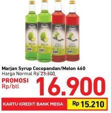 Promo Harga MARJAN Syrup Boudoin Melon, Coco Pandan 460 ml - Carrefour