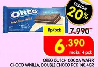 Promo Harga OREO Wafer Choco Vanilla, Double Choco 140 gr - Superindo