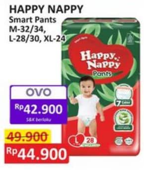 Promo Harga Happy Nappy Smart Pantz Diaper M32, M34, L30, L28, XL24 24 pcs - Alfamart