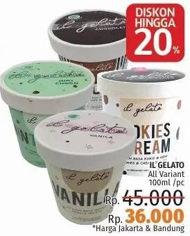 Promo Harga IL GELATO Ice Cream All Variants 100 ml - LotteMart