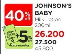 Promo Harga Johnsons Baby Lotion Milk + Rice 200 ml - Watsons