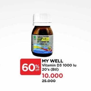 Promo Harga My Well Vitamin D3 1000 IU 20 pcs - Watsons