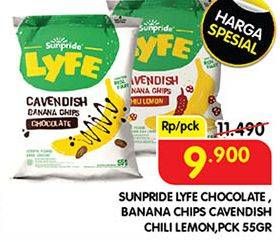 Promo Harga Sunpride Lyfe Cavendish Banana Chips Chocolate, Chili Lemon 55 gr - Superindo