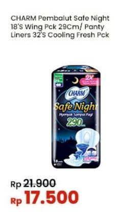 Promo Harga Charm Pembalut Safe Night/Pantyliners Cooling Fresh  - Indomaret