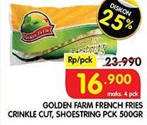 Promo Harga GOLDEN FARM French Fries Crinkle, Shoestring 500 gr - Superindo