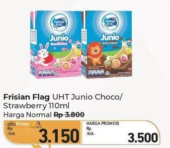 Promo Harga Frisian Flag Susu UHT Junio Chocolate, Strawberry 110 ml - Carrefour