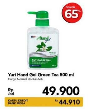 Promo Harga YURI Hand Gel Green Tea 500 ml - Carrefour