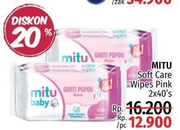 Promo Harga MITU Baby Wipes Ganti Popok Pink Sweet Rose 50 pcs - LotteMart