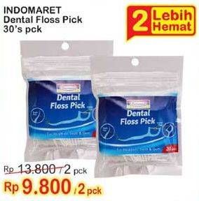 Promo Harga INDOMARET Dental Floss Pick per 2 pouch 30 pcs - Indomaret