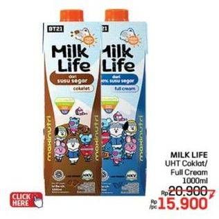 Promo Harga Milk Life UHT Full Cream, Cokelat 1000 ml - LotteMart