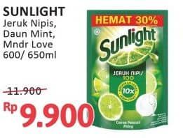 Promo Harga Sunlight Pencuci Piring Jeruk Nipis 100, Anti Bau With Daun Mint, Mandarin Orange 600 ml - Alfamidi