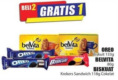 Promo Harga OREO Biskuit 133 g/BELVITA 80 g/BISKUAT Krekers Sandwich 118 g Cokelat  - Hari Hari