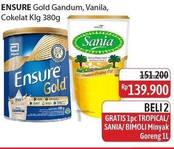 Promo Harga Ensure Gold Wheat Gandum Coklat, Vanilla 380 gr - Alfamidi