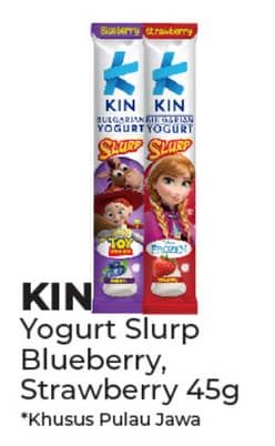 Promo Harga KIN Bulgarian Yogurt Slurp Kids Blueberry, Strawberry 45 gr - Alfamidi