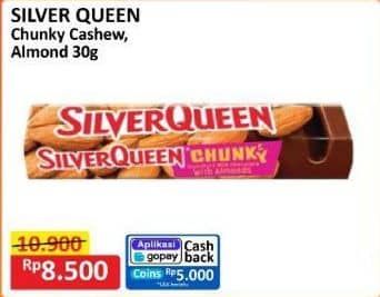 Promo Harga Silver Queen Chunky Bar Almonds, Cashew 30 gr - Alfamart