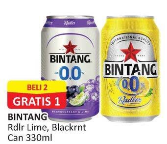 Promo Harga BINTANG Radler Zero Lime, Blackcurrant per 2 kaleng 330 ml - Alfamart