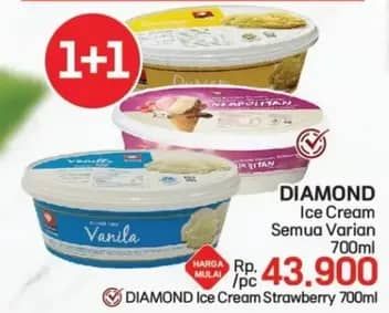 Promo Harga Diamond Ice Cream All Variants 700 ml - LotteMart