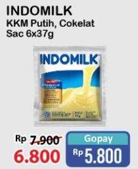 Promo Harga INDOMILK Susu Kental Manis Cokelat, Plain per 6 sachet 37 gr - Alfamart