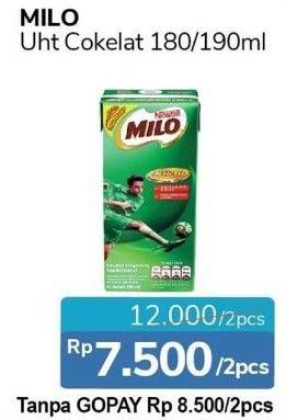 Promo Harga MILO Susu UHT per 2 box 180 ml - Alfamidi