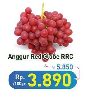 Promo Harga Anggur Red Globe RRC per 100 gr - Hypermart