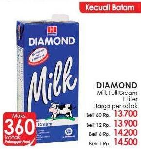 Promo Harga DIAMOND Milk UHT Full Cream 1000 ml - LotteMart