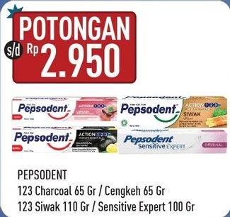 Promo Harga PEPSODENT Toothpaste Action 123 Charcoal/Cengkeh/Siwak/Toothpaste Sensitive Expert  - Hypermart