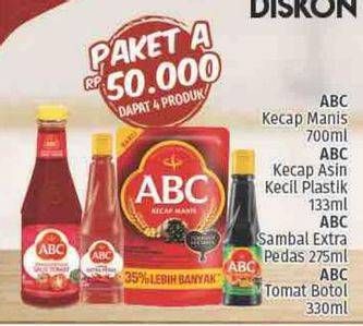 Promo Harga ABC Kecap Manis/Kecap Asin/Sambal Extra/Sambal Tomat  - LotteMart